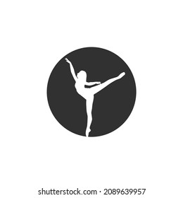 Ballet studio logo design template. Woman ballerina, ballet logo icon for ballet dance studio vector illustration. Vector illustration of ballet