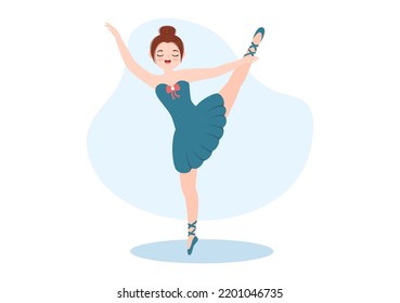 Ballet Template Hand Drawn Cartoon Flat Illustration Female Beautiful Ballerina Dancing Wearing Tutu Costumes on Stage Design