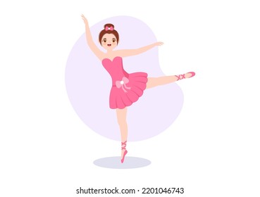 Ballet Template Hand Drawn Cartoon Flat Illustration Female Beautiful Ballerina Dancing Wearing Tutu Costumes on Stage Design