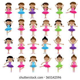 Ballet Themed Vector Collection with Diverse Girls