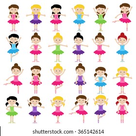 Ballet Themed Vector Collection with Diverse Girls