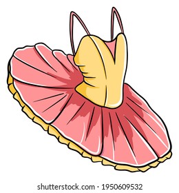 Ballet tutu for dancing. Pink with yellow. Dance wear.