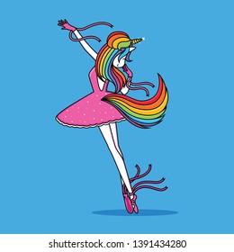 ballet unicorn cartoon with pink dress