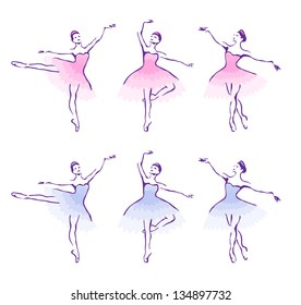 Ballet woman-dancers. Vector illustration.