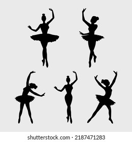 Ilustración de silueta de bailarinas de ballet.