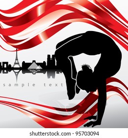 Ballet-girl with Paris skyline in background