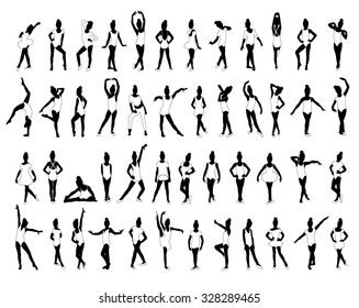 Ballet,Gymnastics,Little girls dancing,posing,sports,isolated on white background,editable