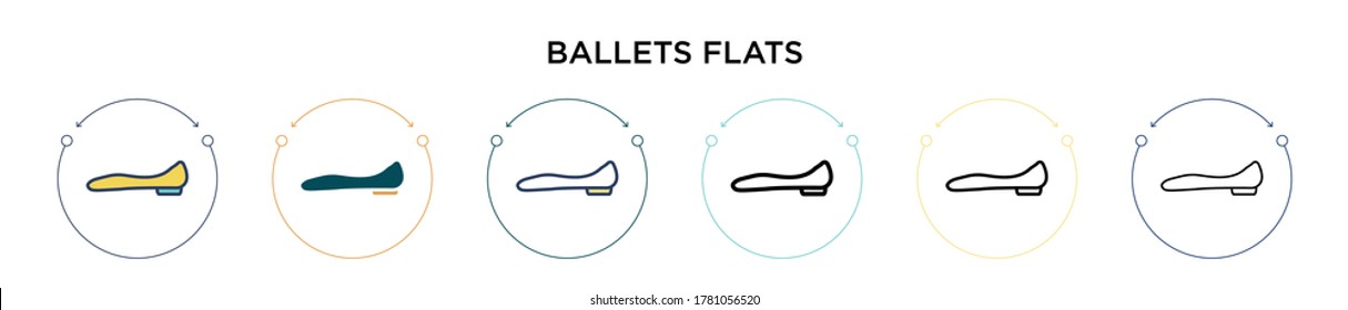 Ballets flats icon in filled, thin line, outline and stroke style. Vector illustration of two colored and black ballets flats vector icons designs can be used for mobile, ui, web