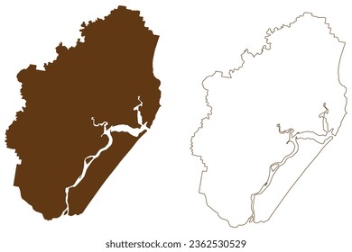 Ballina Shire (Commonwealth of Australia, New South Wales, NSW) map vector illustration, scribble sketch Ballina map