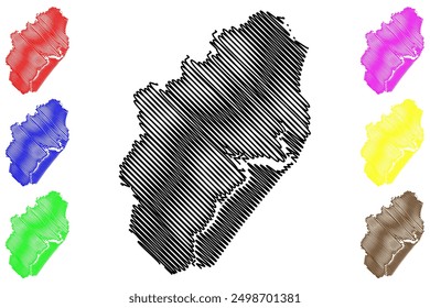 Ballina Shire (Commonwealth of Australia, New South Wales, NSW) map vector illustration, scribble sketch Ballina map