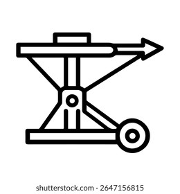 Vector del icono de la línea de la ballista en el fondo blanco 
Icono de la pistola de Vector sobre fondo blanco