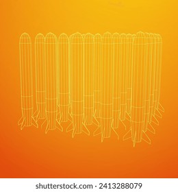 Ballistic Missile, Hypersonic Rocket, Bomb. Wireframe low poly mesh vector illustration