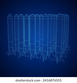 Ballistic Missile, Hypersonic Rocket, Bomb. Wireframe low poly mesh vector illustration