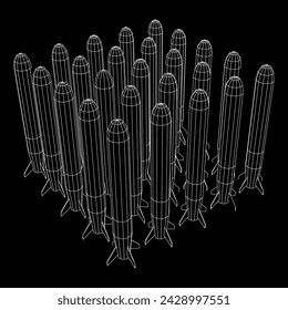 Ballistische Rakete, Hyperschallrakete, Bombe. Wireframe Low Poly Mesh Vektor-Illustration