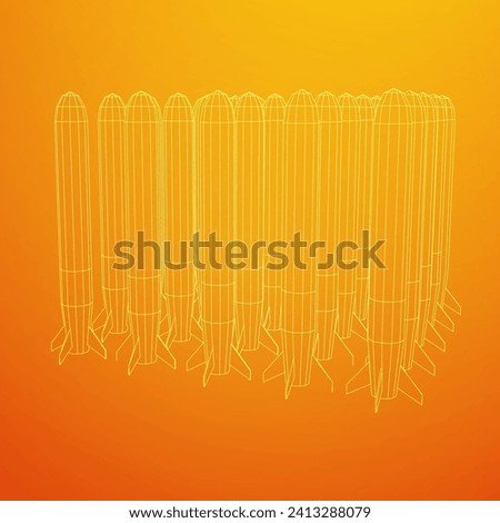 Ballistic Missile, Hypersonic Rocket, Bomb. Wireframe low poly mesh vector illustration