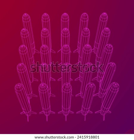 Ballistic Missile, Hypersonic Rocket, Bomb. Wireframe low poly mesh vector illustration