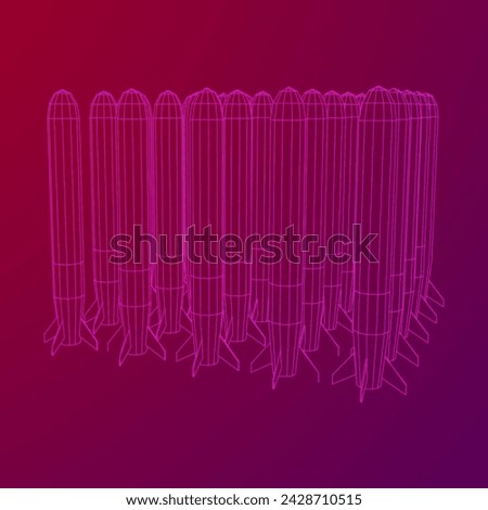 Ballistic Missile, Hypersonic Rocket, Bomb. Wireframe low poly mesh vector illustration