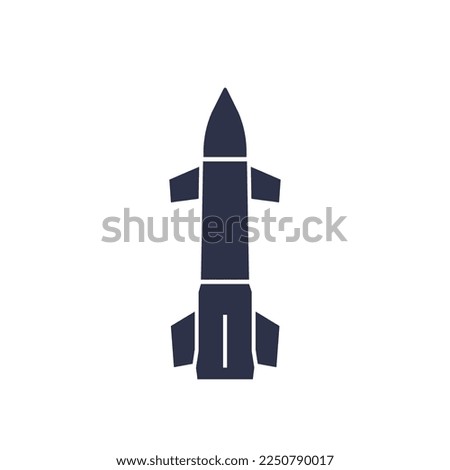 Ballistic missile icon on white, vector