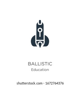 Ballistische Raketensymbol-Vektorillustration. Trendy flache ballistische Symbol aus der Bildungs-Sammlung einzeln auf weißem Hintergrund. Vektorillustration-Illustration kann für Web- und Mobile-Grafikdesign, Logo, eps10 verwendet werden