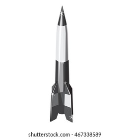 Ballistic Missile Isolated On White Background. Vector Illustration.
