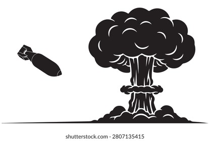 Ballistic Missile Silhouette Vector Icon – Military Ordnance, Aerial Weapon and Defense Symbol Illustration