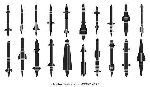 Ballistic missile vector black set icon. Vector illustration military rocket on white background . Isolated black set icon balistic missile.