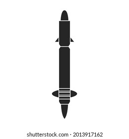 Icono del vector de misiles balísticos.Icono del vector negro aislado en misil balístico de fondo blanco.