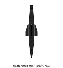 Icono del vector de misiles balísticos.Icono del vector negro aislado en misil balístico de fondo blanco.
