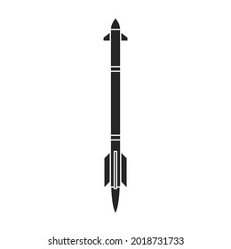 Icono del vector de misiles balísticos.Icono del vector negro aislado en misil balístico de fondo blanco.