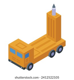 Icono de arma nuclear balística vector isométrico. Misil de batalla. Armamento