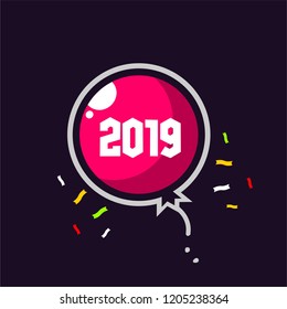 Ballon 2019 new year vector template