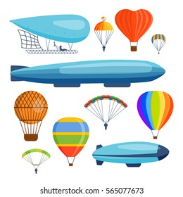 Ballon aerostat transport vector set.