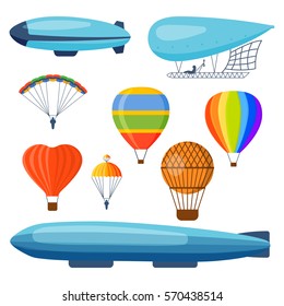 Ballon aerostat transport vector set.