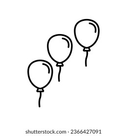 ballon anniversary line icon style. Three balloons concept of valentine day, birthday, recreational, recreation park item, festival, toy. Vector illustration. Design on white background. EPS 10