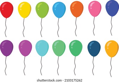 ballon asset illustration full collor ranindow and funny