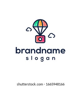 Ballon camera logo design vector