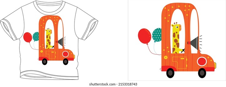 ballon and car t-shirt design background color is a white and t-shirt color is a white beautiful color and beautiful design