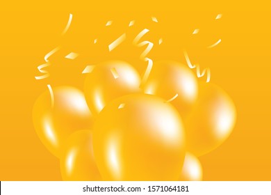 Ballon and confetti banner vector background.