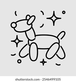 Ballon Dog Happy Birthday Line Icon