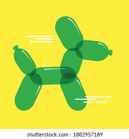 Ballon dog set isolated on yellow background. Cute bubble animals dogs toys in flat style. Vector illustration