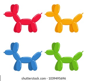 Ballon dogs set isolated on white background. Cute bubble animals dogs toys in flat style. Vector illustration