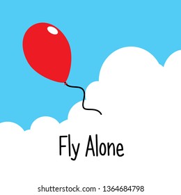 ballon fly alone with blue sky and clouds background vector