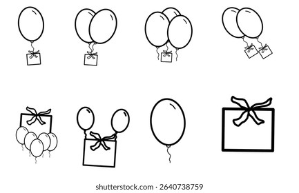 Ballon fly gift box black white