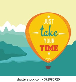 The ballon hovering above the ground. Vector illustration.