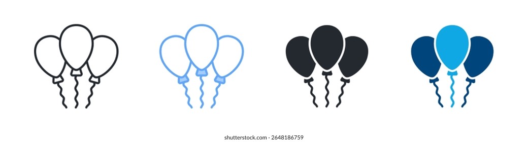 Ballon Icon Set Multiple Style. Designed In Outline, Blue, Glyph, Dual Tone