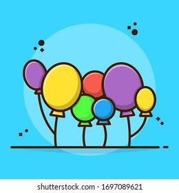 Ballon Icon Vector Illustration. Flat Cartoon Style Suitable for Sticker, Wallpaper, Icon, etc.