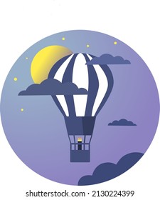 Ballon illustration night cloud moon
