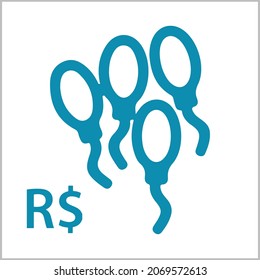 Ballon or logo isolated sign symbol with Brazilian Real Currency Icon.