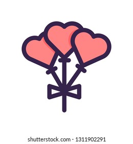 Ballon Love icon special for Valentines Day. With Flat Style.