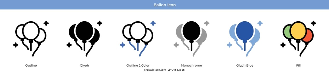Ballon Neues Jahr Symbol Set Vektorgrafik
